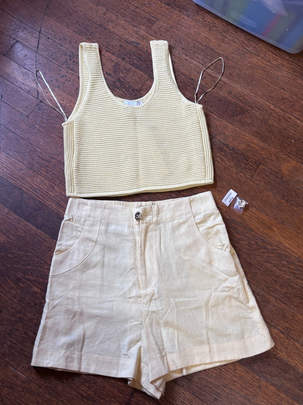 House of Harlow 1960 Crochet Crop Tank and Linen Shorts